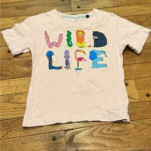 Mini Boden “Wild Life” Graphic Tee | Kids Size 4–5Y | Organic Cotton